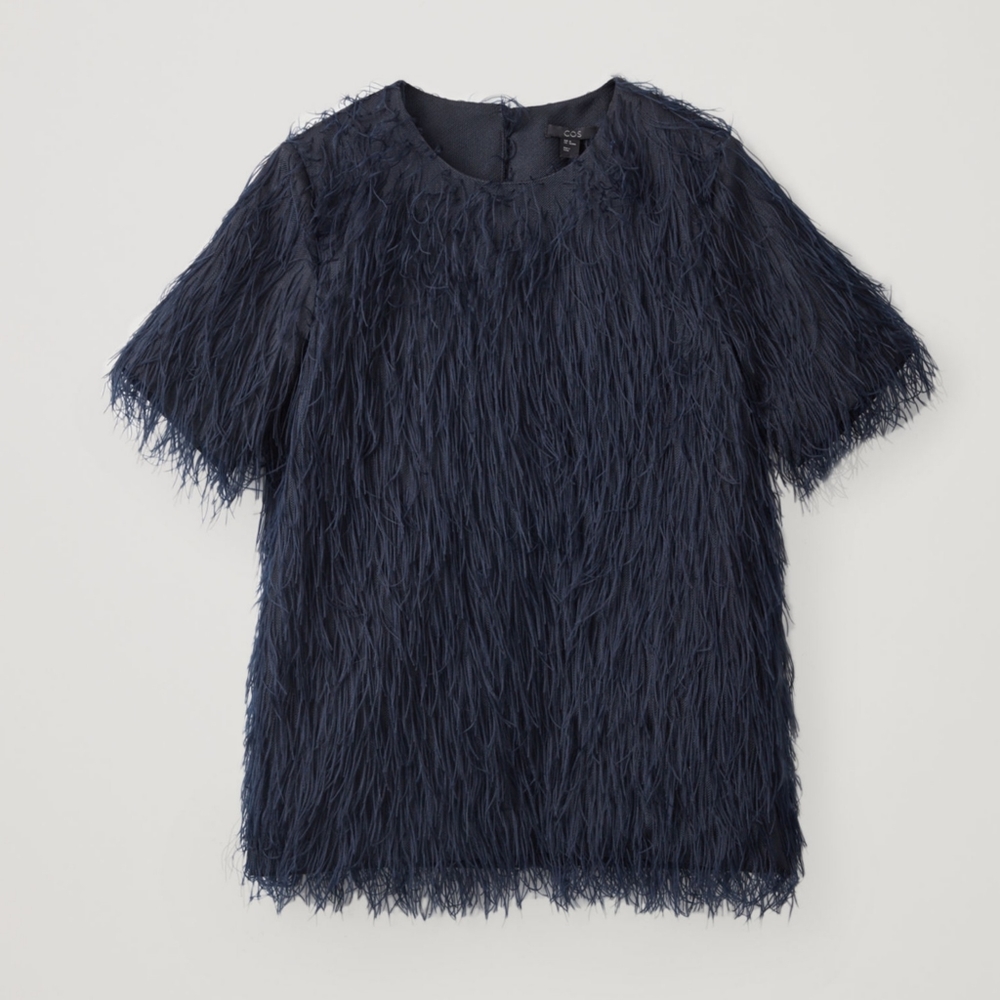 COS Navy Textured Blouse